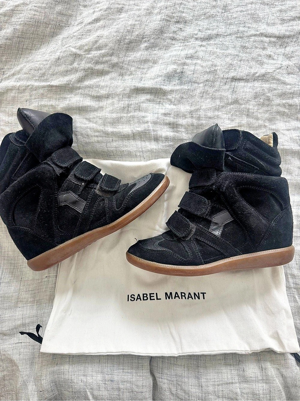 Isabel Marant Bekett Wedge Sneakers Black Velcro High-Top